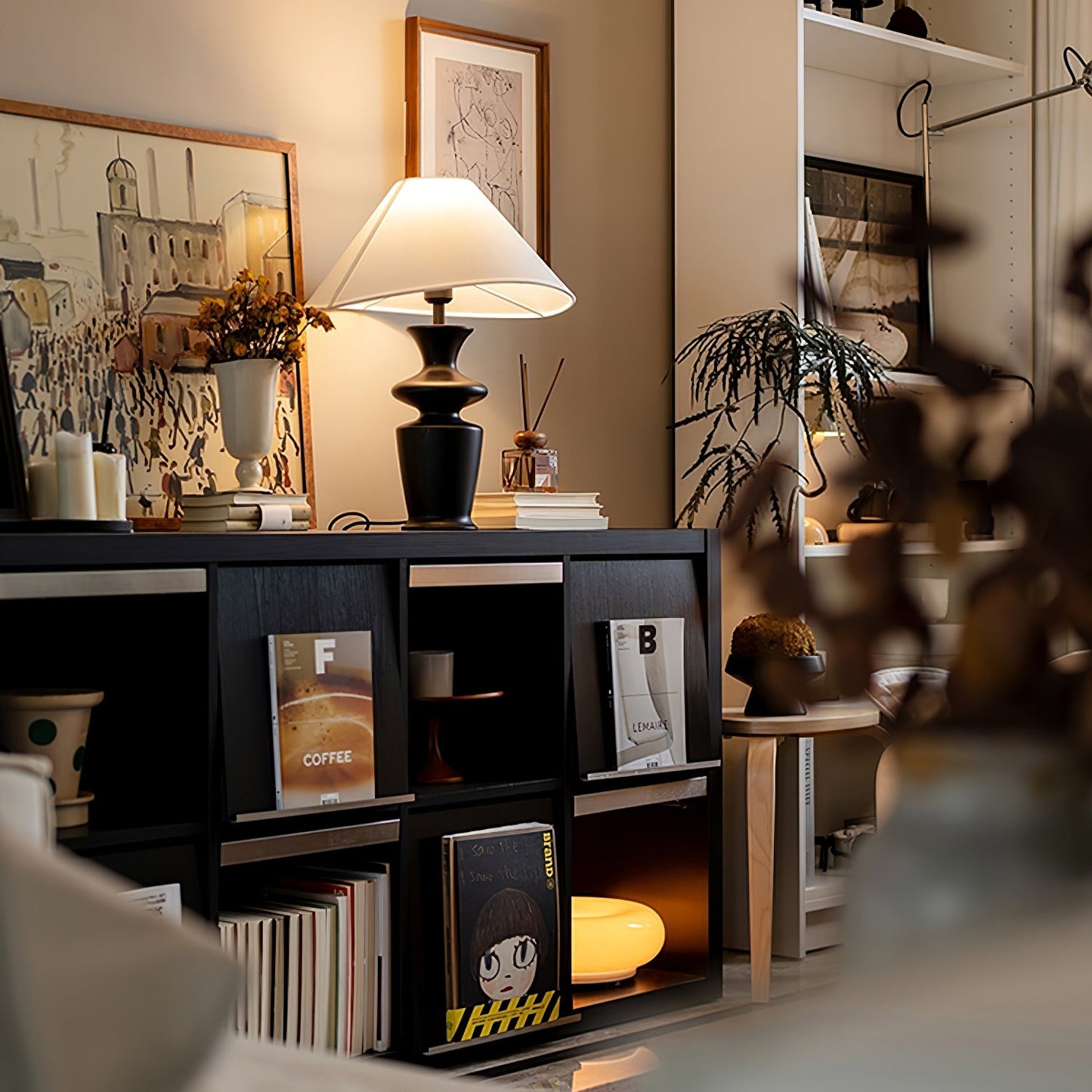 Grace Wood Table Lamp | Wood & Fabric | Black & White