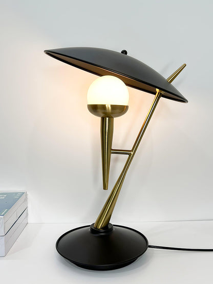 Gramophone Table Light | Metal & Glass | Gold & Black