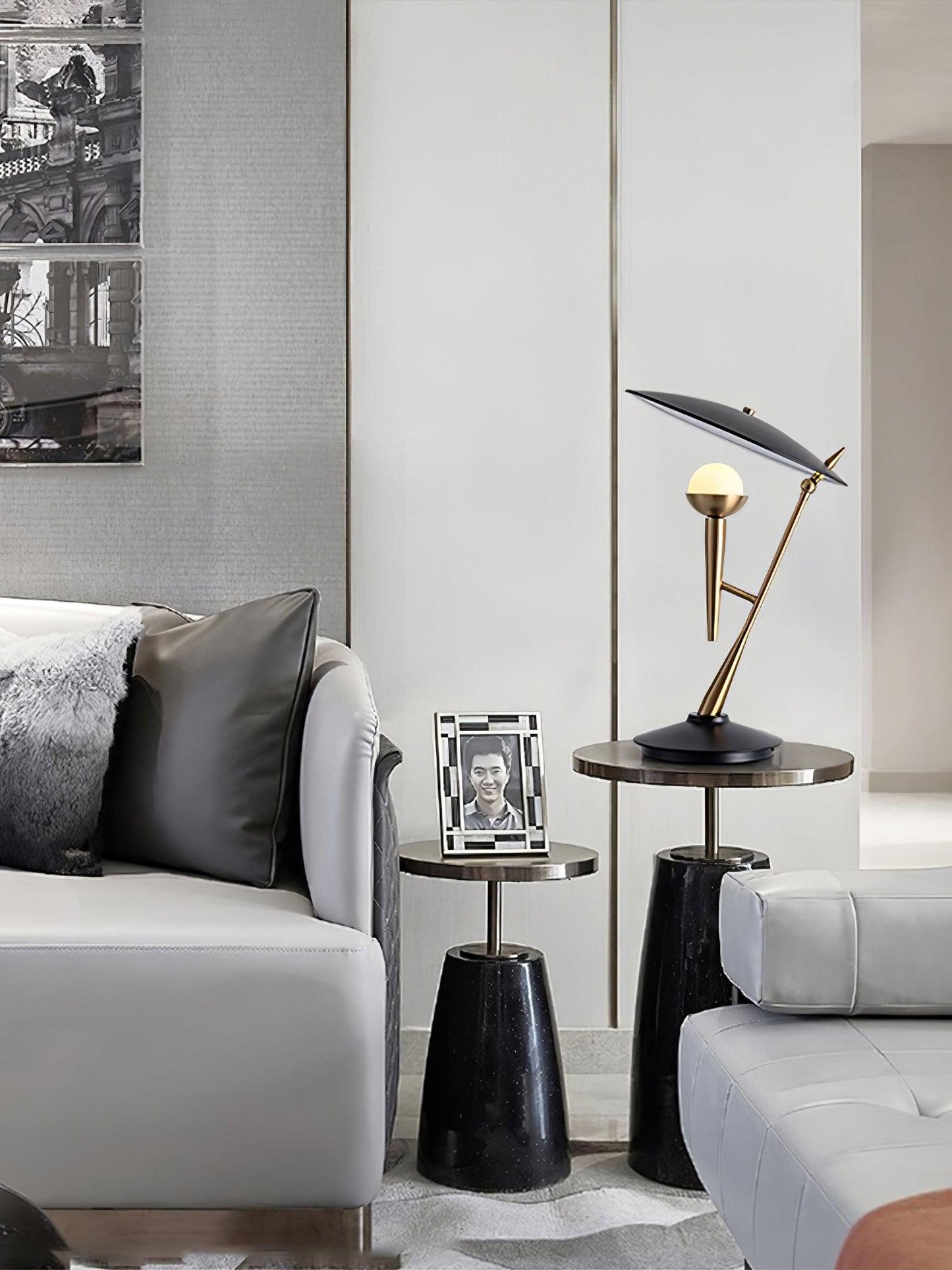 Gramophone Table Light | Metal & Glass | Gold & Black