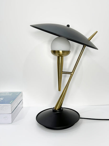 Gramophone Table Light | Metal & Glass | Gold & Black