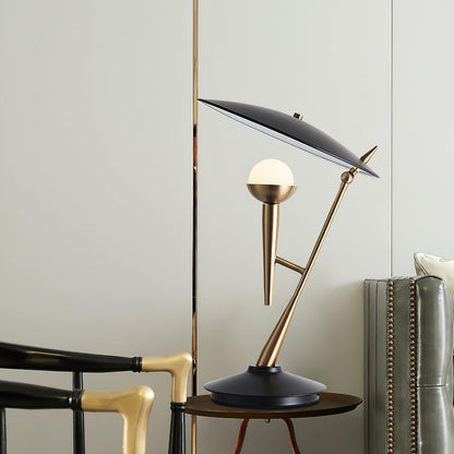 Gramophone Table Light | Metal & Glass | Gold & Black