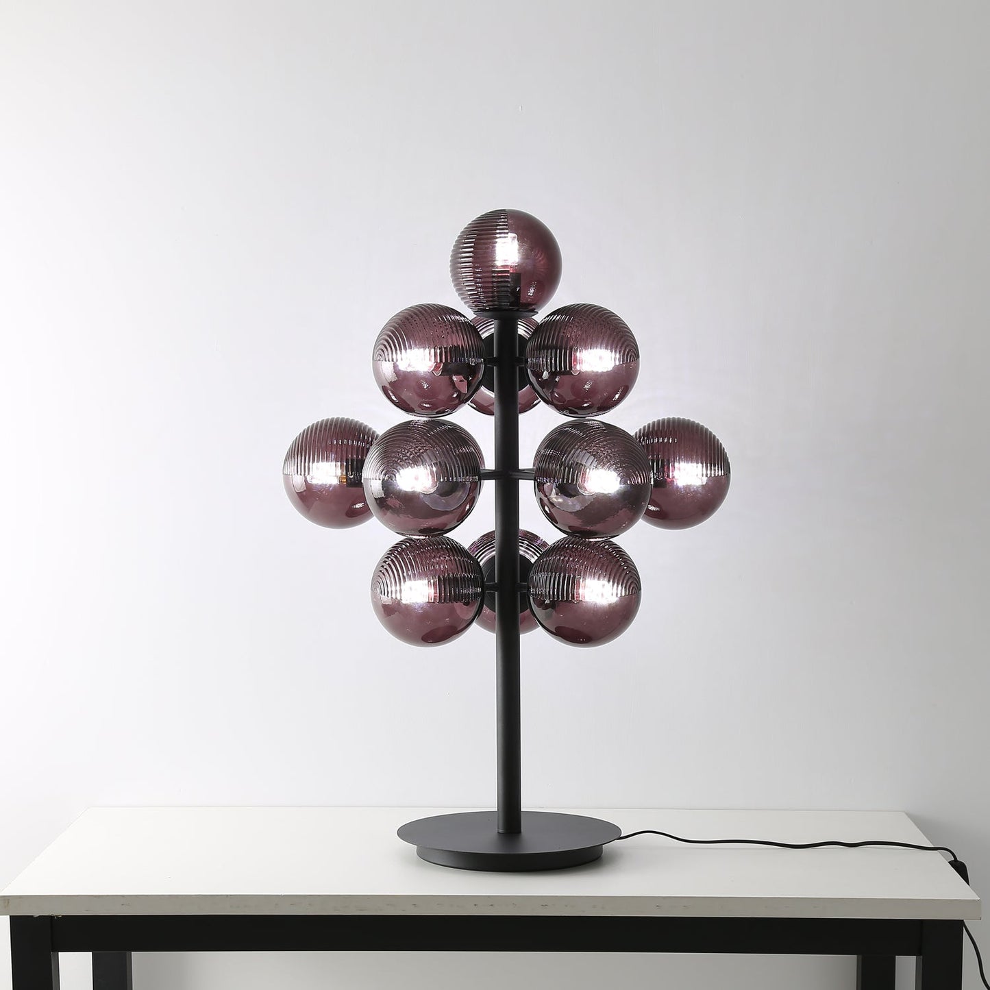 Grape Table Lamp | Iron & Glass | Black & Purple
