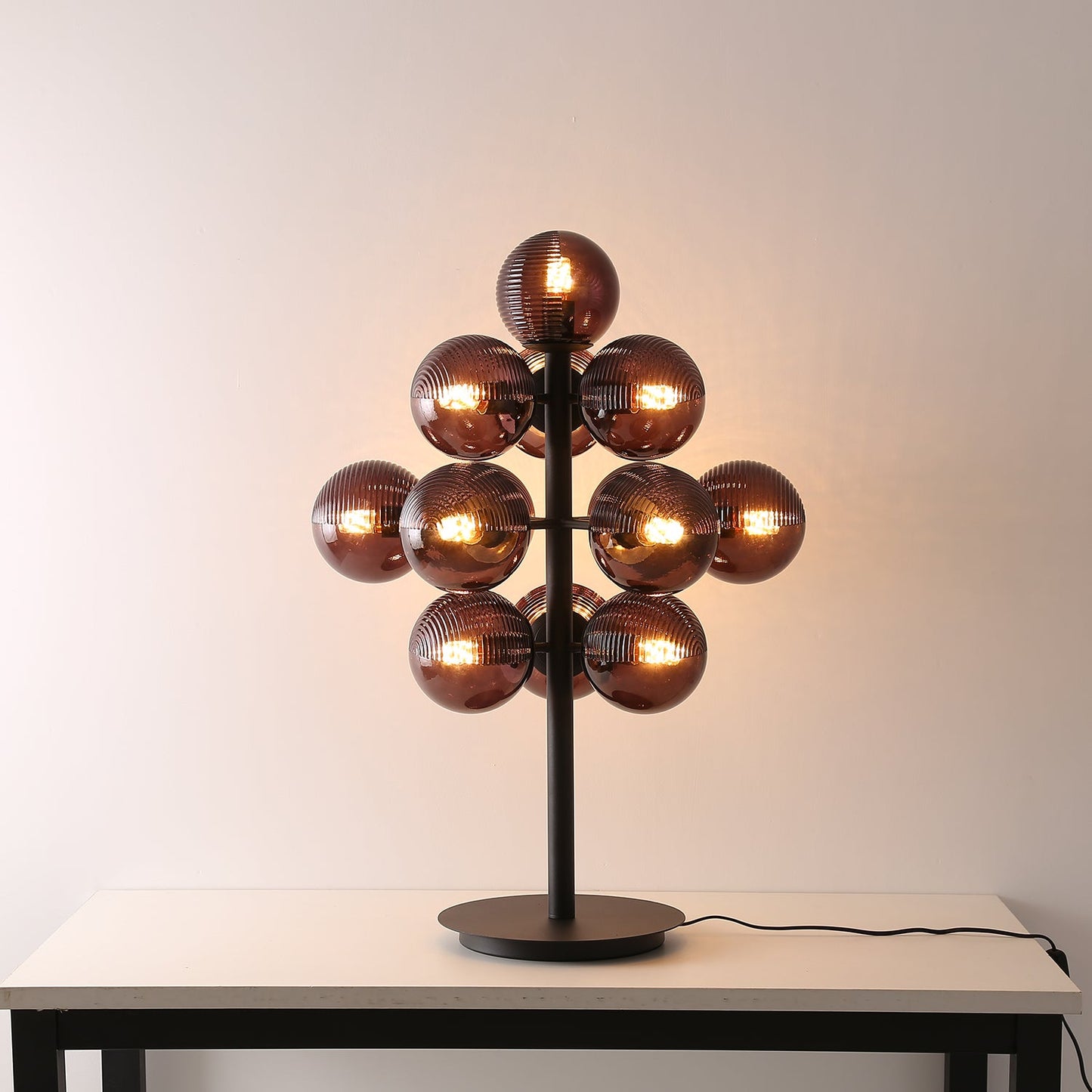 Grape Table Lamp | Iron & Glass | Black & Purple