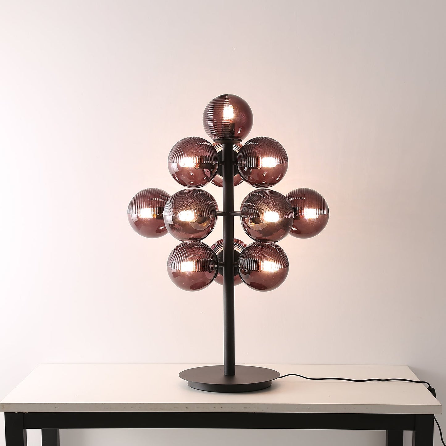 Grape Table Lamp | Iron & Glass | Black & Purple