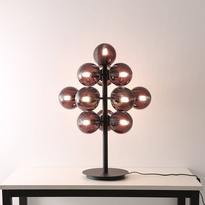 Grape Table Lamp | Iron & Glass | Black & Purple