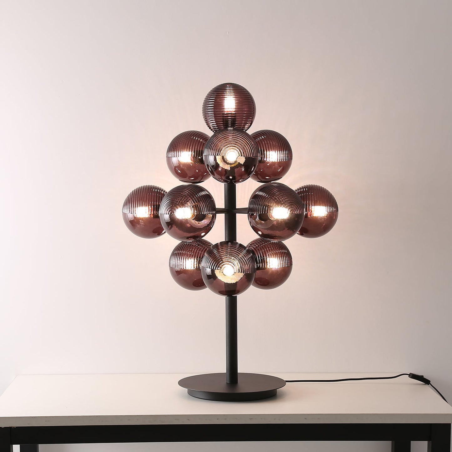 Grape Table Lamp | Iron & Glass | Black & Purple