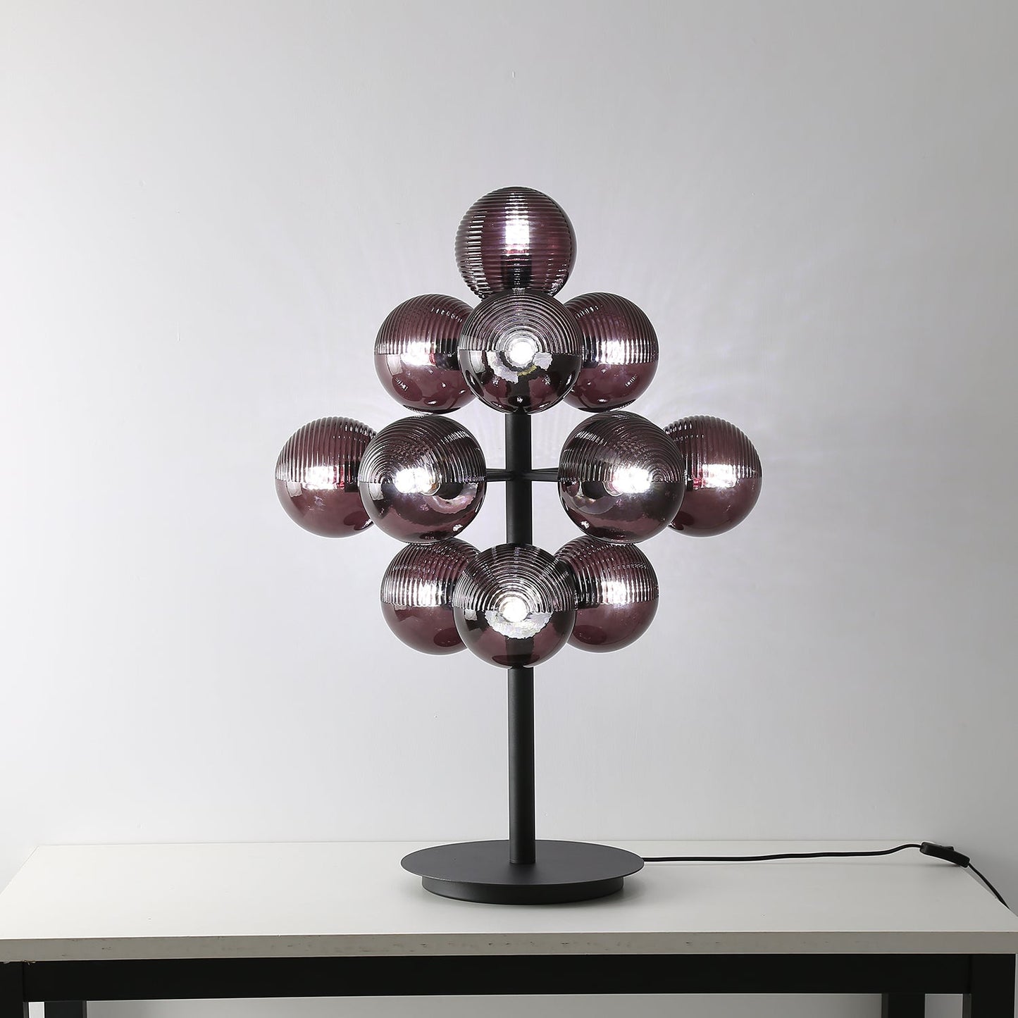 Grape Table Lamp | Iron & Glass | Black & Purple