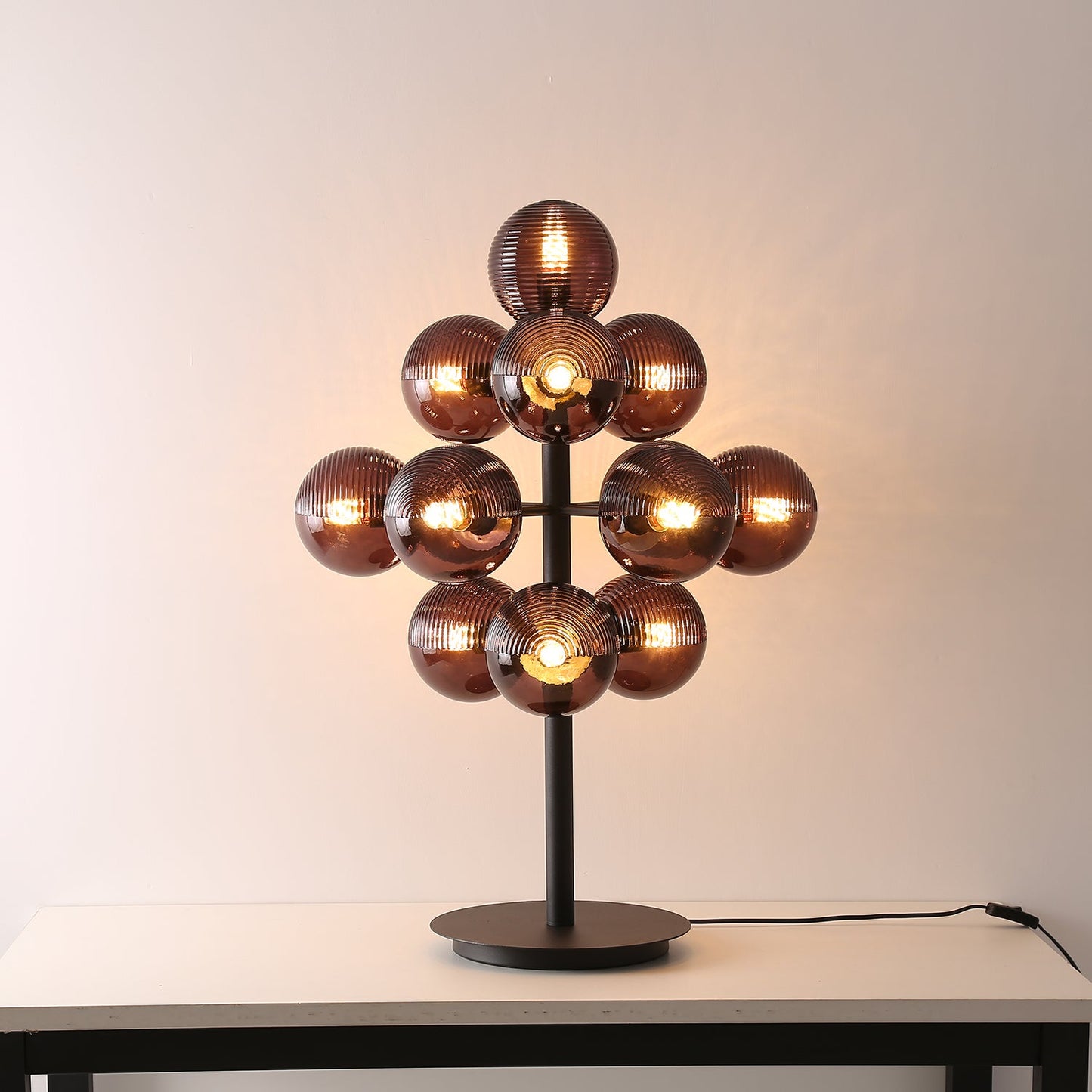 Grape Table Lamp | Iron & Glass | Black & Purple