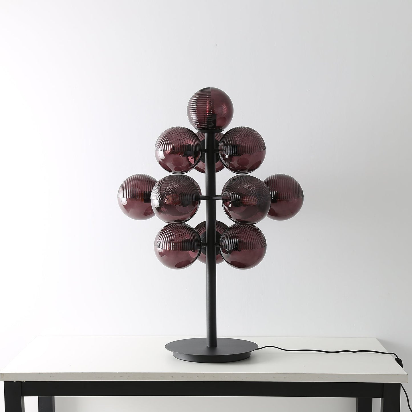 Grape Table Lamp | Iron & Glass | Black & Purple