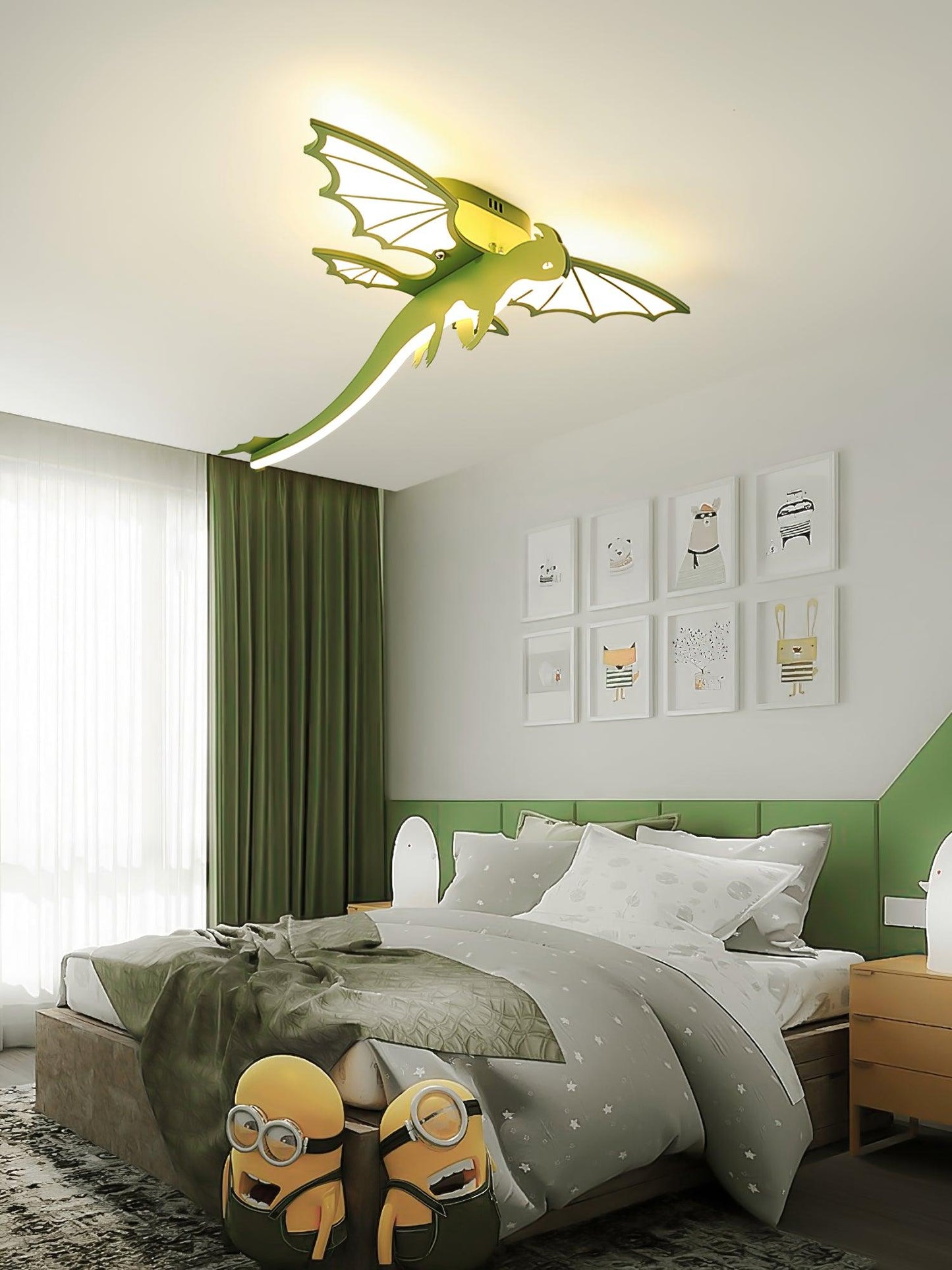 Green Dinosaur Ceiling Light | LED Acrylic | Green