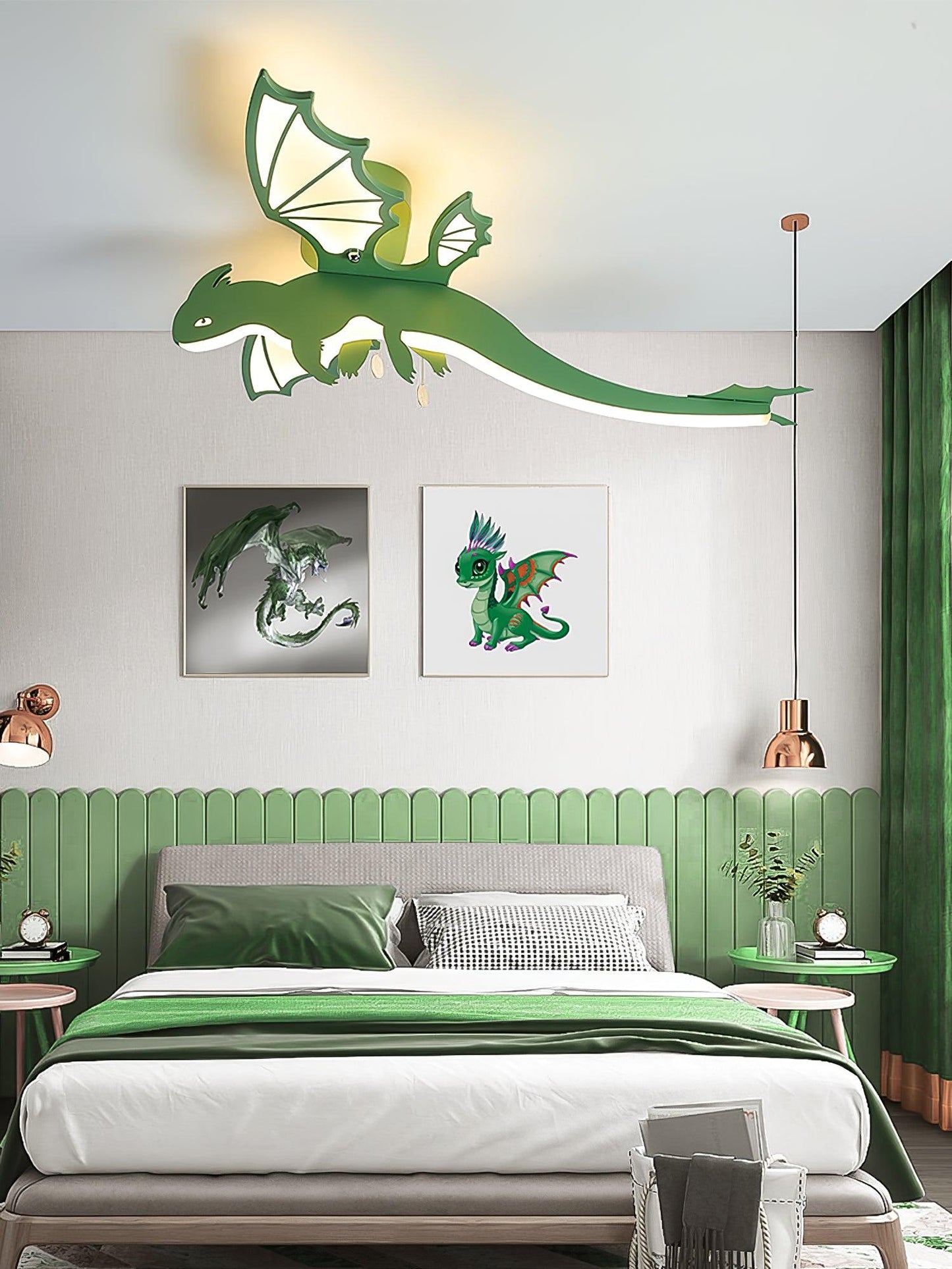 Green Dinosaur Ceiling Light | LED Acrylic | Green