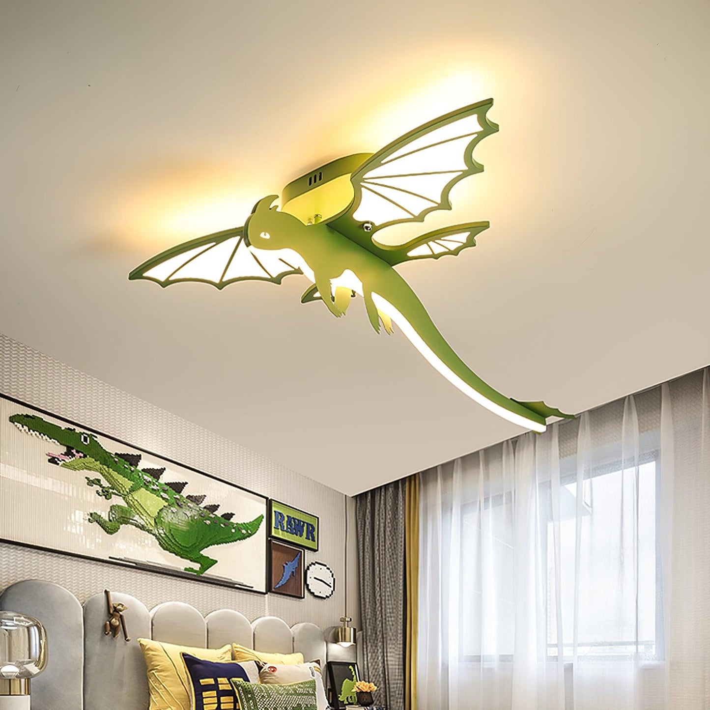 Green Dinosaur Ceiling Light | LED Acrylic | Green