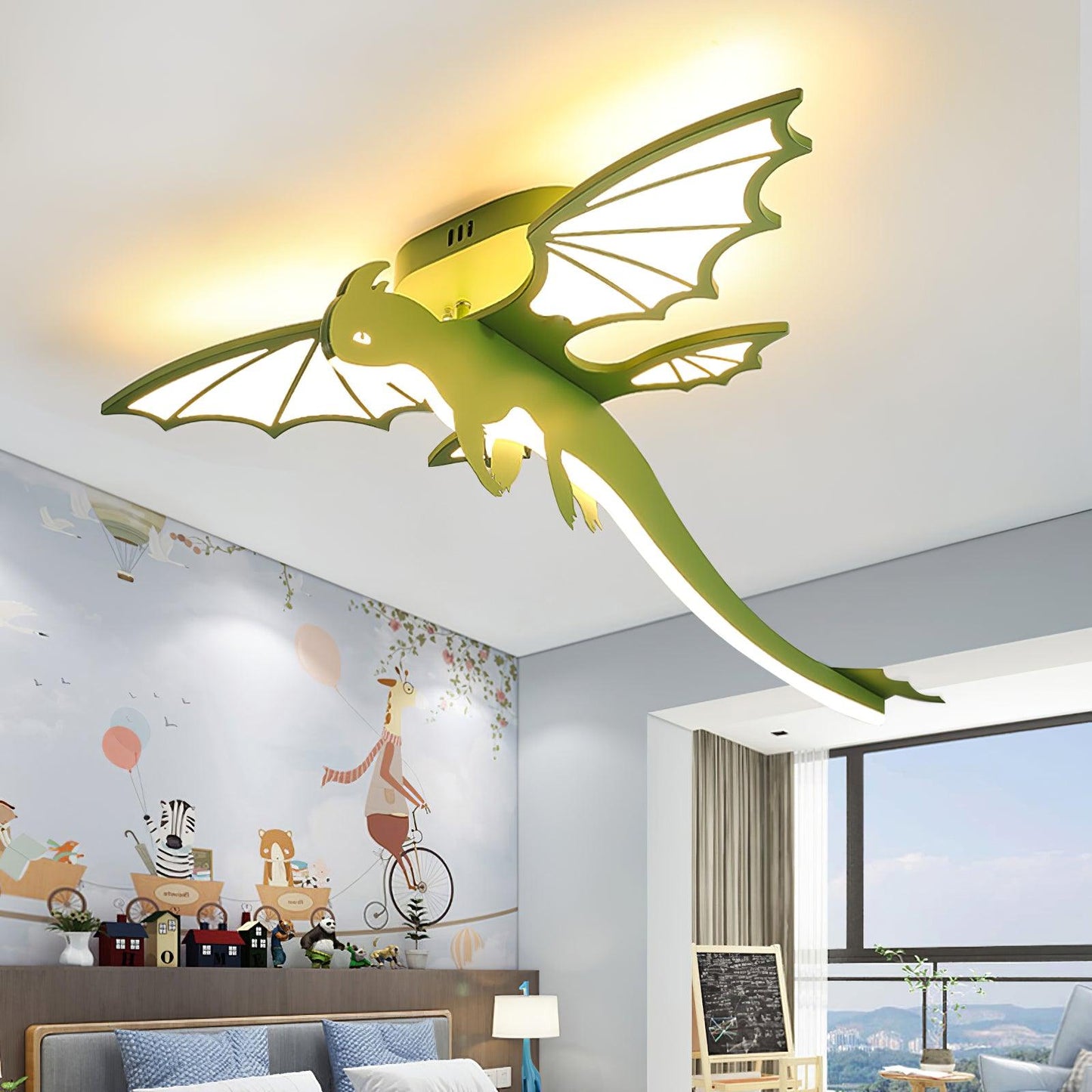Green Dinosaur Ceiling Light | LED Acrylic | Green