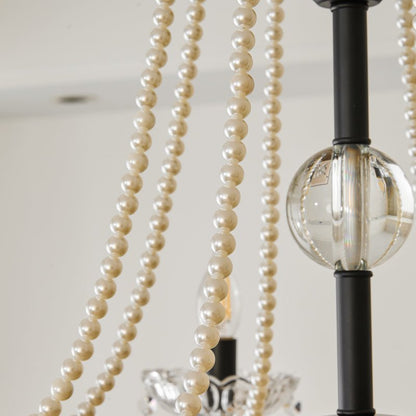 Crystal Chandelier | Black-Coated Iron & Clear Glass | 6 or 8 Lights