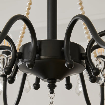 Crystal Chandelier | Black-Coated Iron & Clear Glass | 6 or 8 Lights
