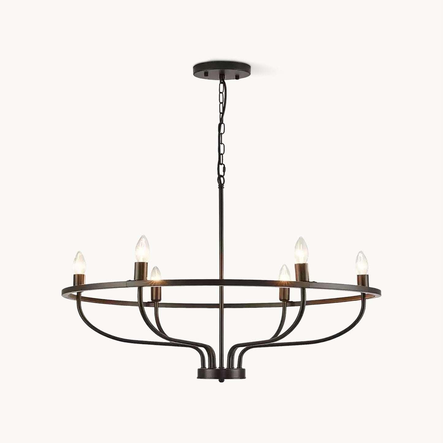 Gretchen Candle Chandelier | Metal | 6 Lights | Black and Gold