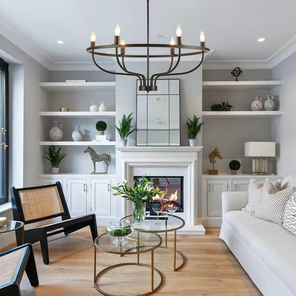 Gretchen Candle Chandelier | Metal | 6 Lights | Black and Gold