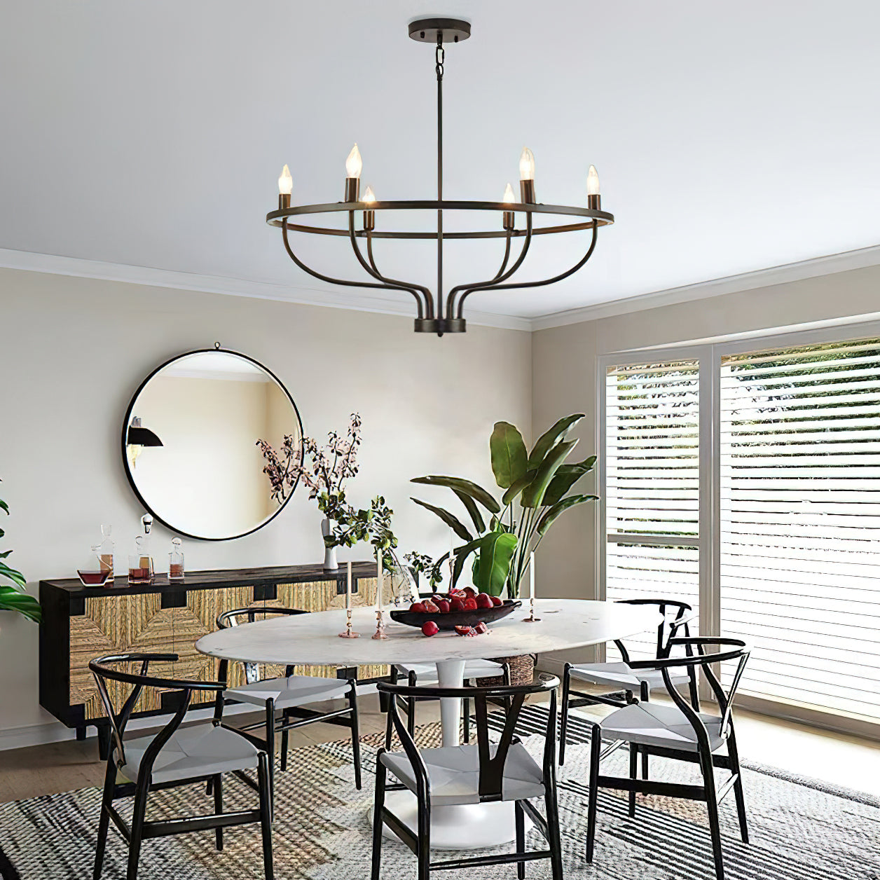 Gretchen Candle Chandelier | Metal | 6 Lights | Black and Gold