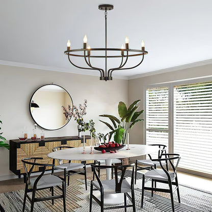 Gretchen Candle Chandelier | Metal | 6 Lights | Black and Gold