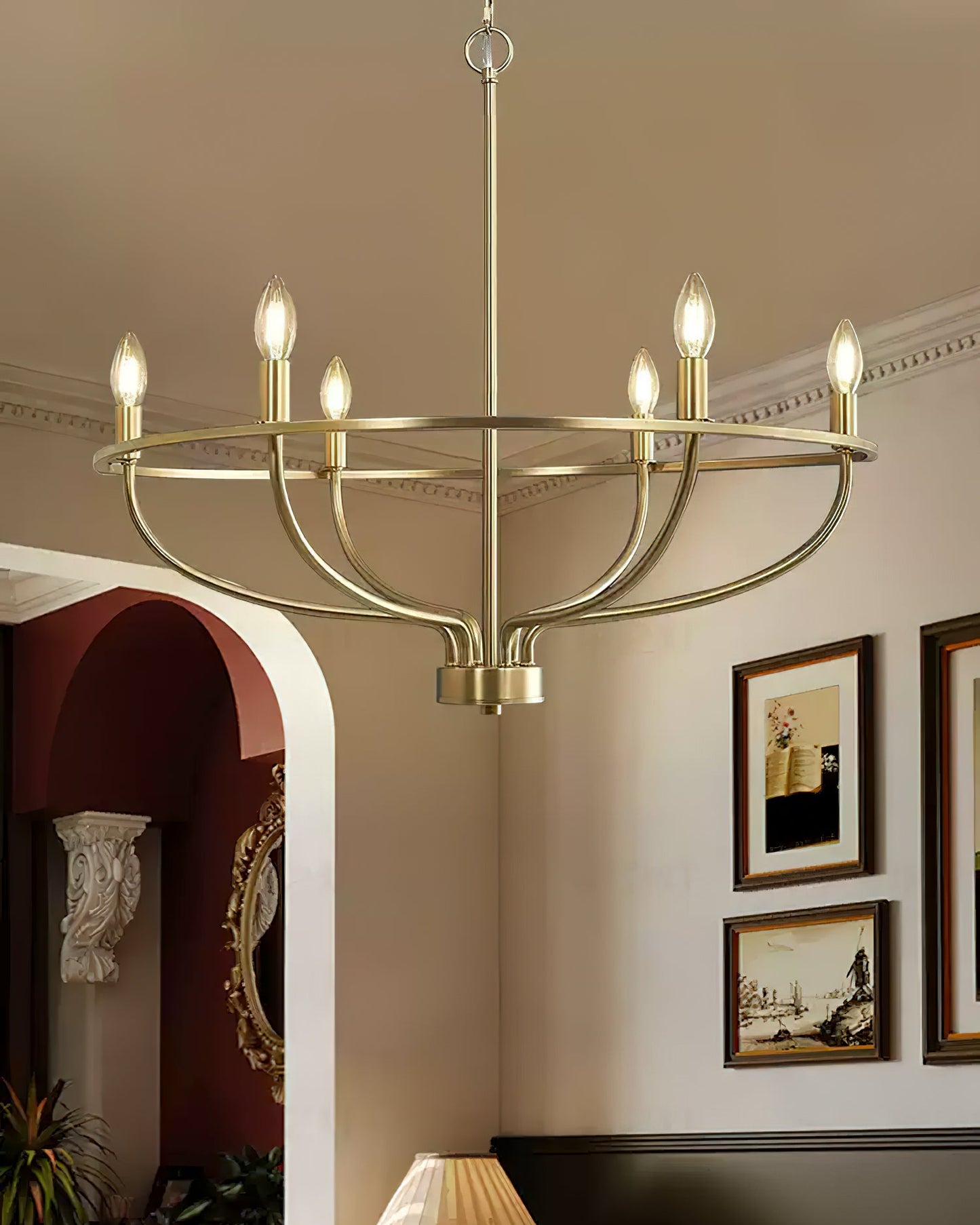 Gretchen Candle Chandelier | Metal | 6 Lights | Black and Gold