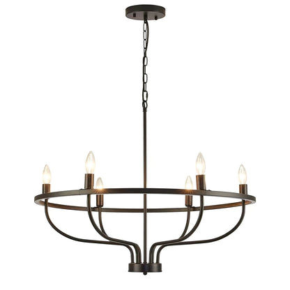 Gretchen Candle Chandelier | Metal | 6 Lights | Black and Gold