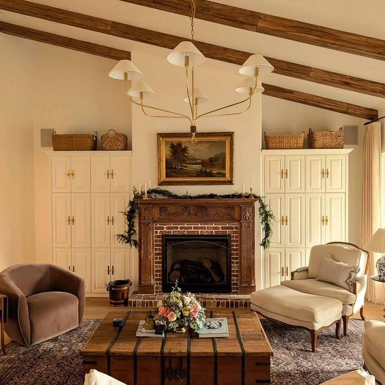Griffin Chandelier | Brass & Leather | 2 or 6 Lights Options