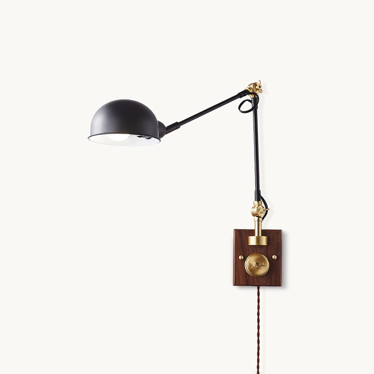 Gris Plug-In Wall Lamp | Black Metal & Walnut Wood | Modern Design