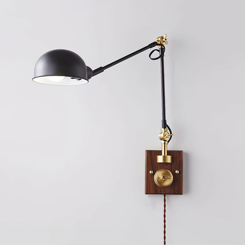 Gris Plug-In Wall Lamp | Black Metal & Walnut Wood | Modern Design