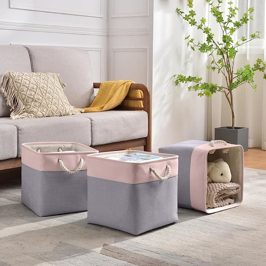 Storage Boxes | Canvas & EVA | Large 41.6L, 13"x15"x13"