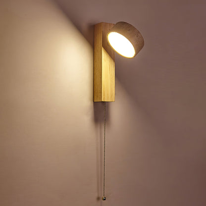 Grove Beam Wall Lamp | Yellow Travertine, Wood, Acrylic | Wall Mount