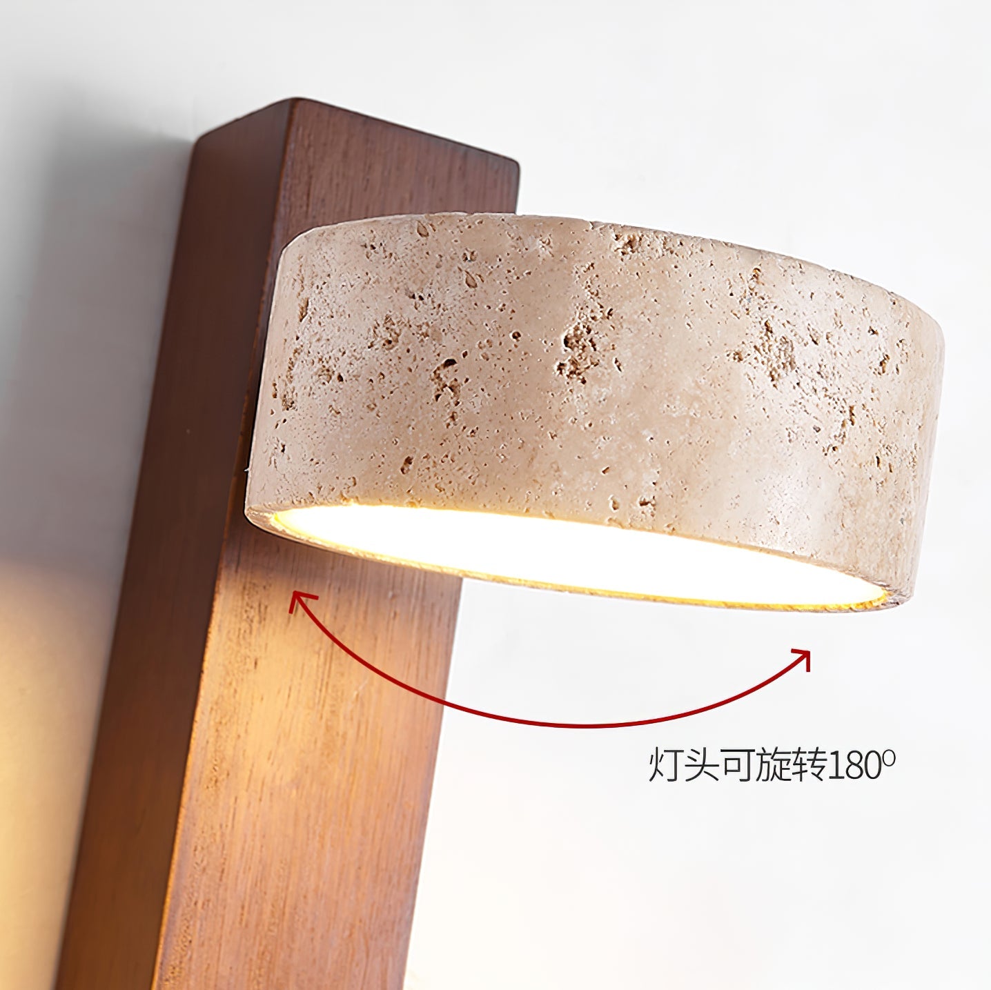 Grove Beam Wall Lamp | Yellow Travertine, Wood, Acrylic | Wall Mount