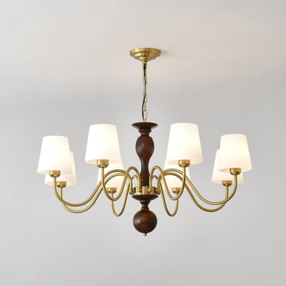 Grove Haven Chandelier | Antique Brass & White Fabric Shade | 3, 6, or 8 Lights