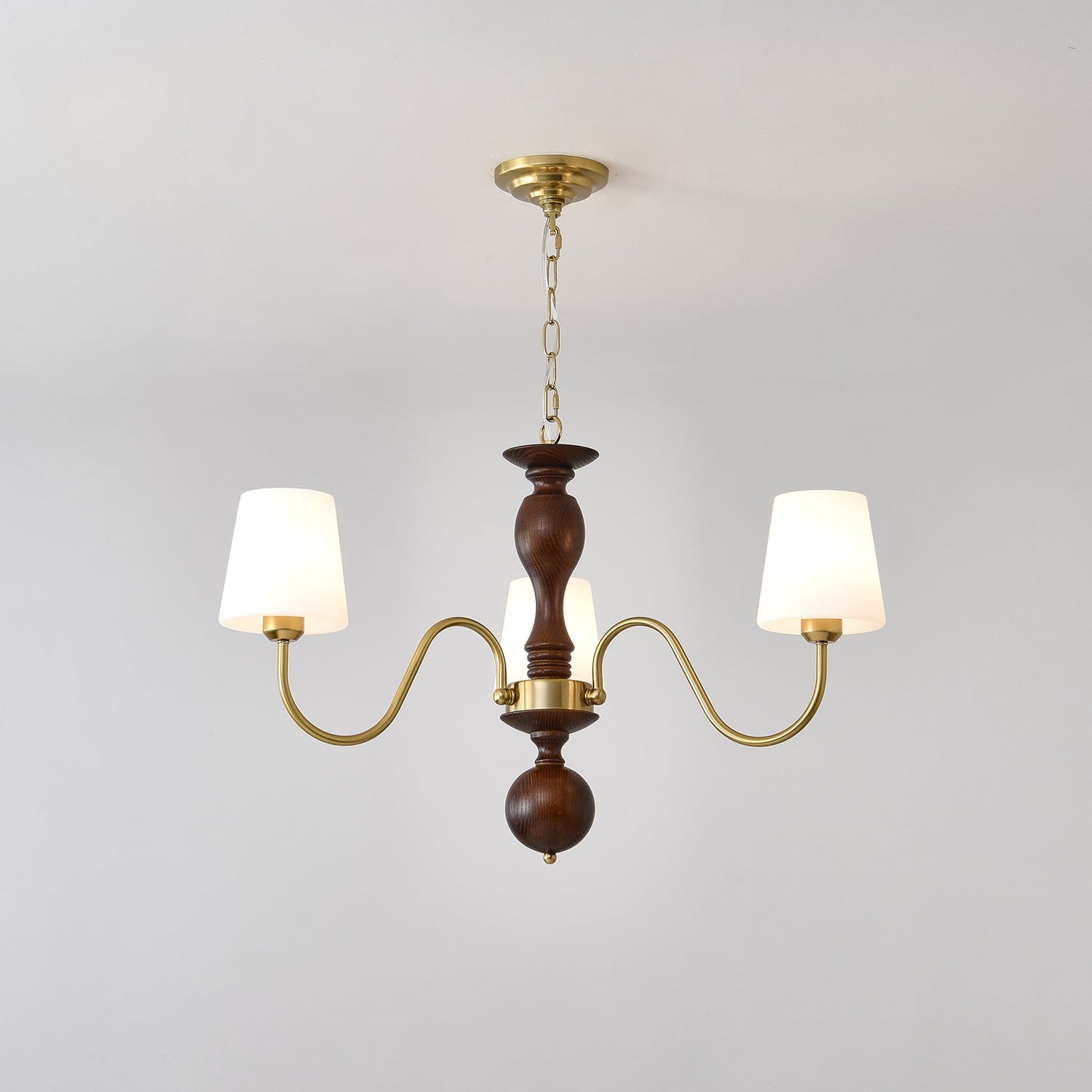 Grove Haven Chandelier | Antique Brass & White Fabric Shade | 3, 6, or 8 Lights