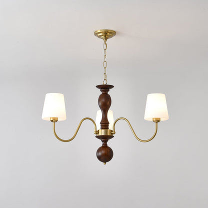 Grove Haven Chandelier | Antique Brass & White Fabric Shade | 3, 6, or 8 Lights