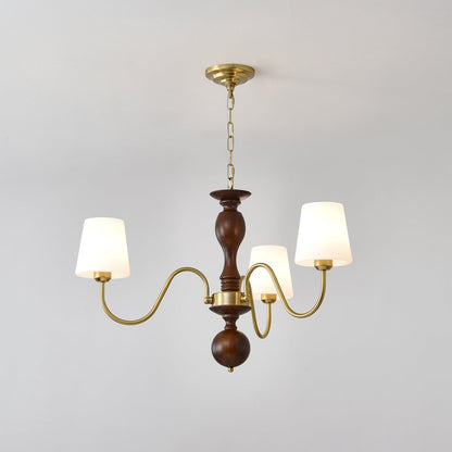 Grove Haven Chandelier | Antique Brass & White Fabric Shade | 3, 6, or 8 Lights