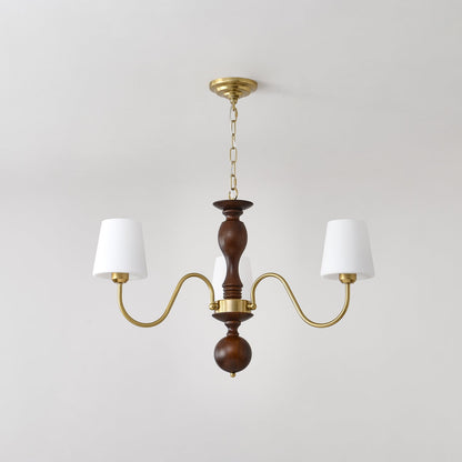 Grove Haven Chandelier | Antique Brass & White Fabric Shade | 3, 6, or 8 Lights