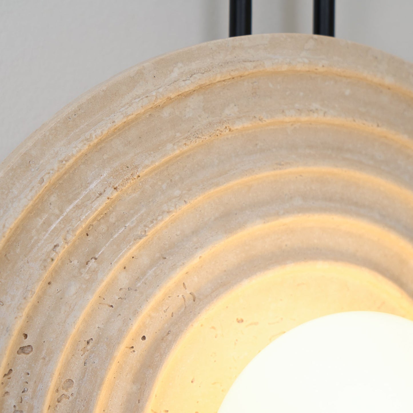 Growth Ring Wall Lamp | Yellow Travertine, Wood, Glass | Beige, Dark Walnut, Wood Color