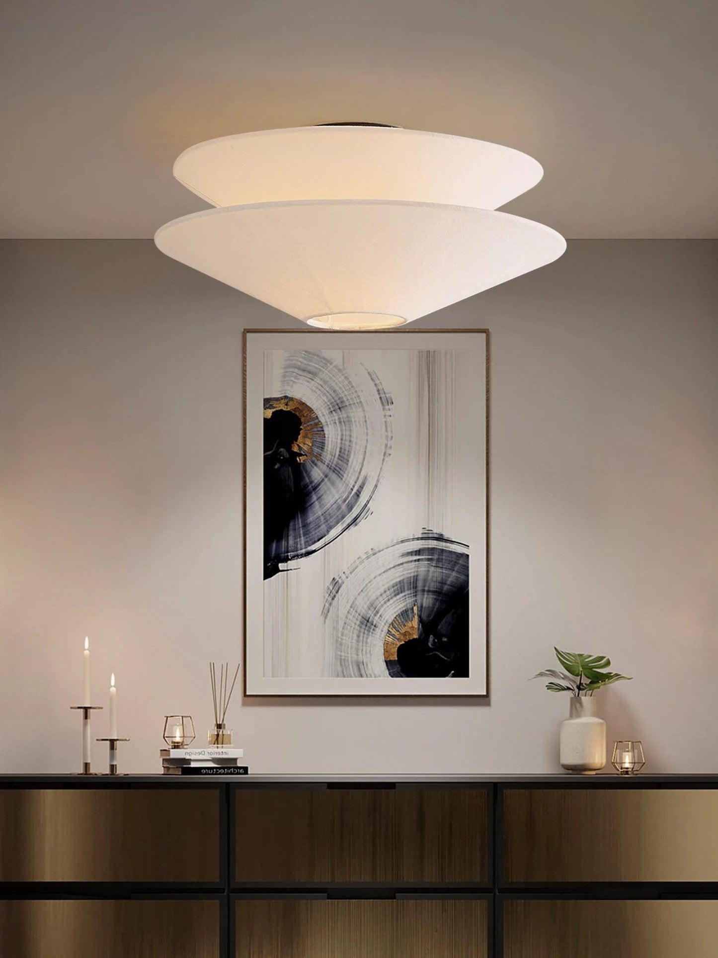 Gull Flushmount Ceiling Light | Metal & Fabric | White