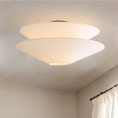 Gull Flushmount Ceiling Light | Metal & Fabric | White