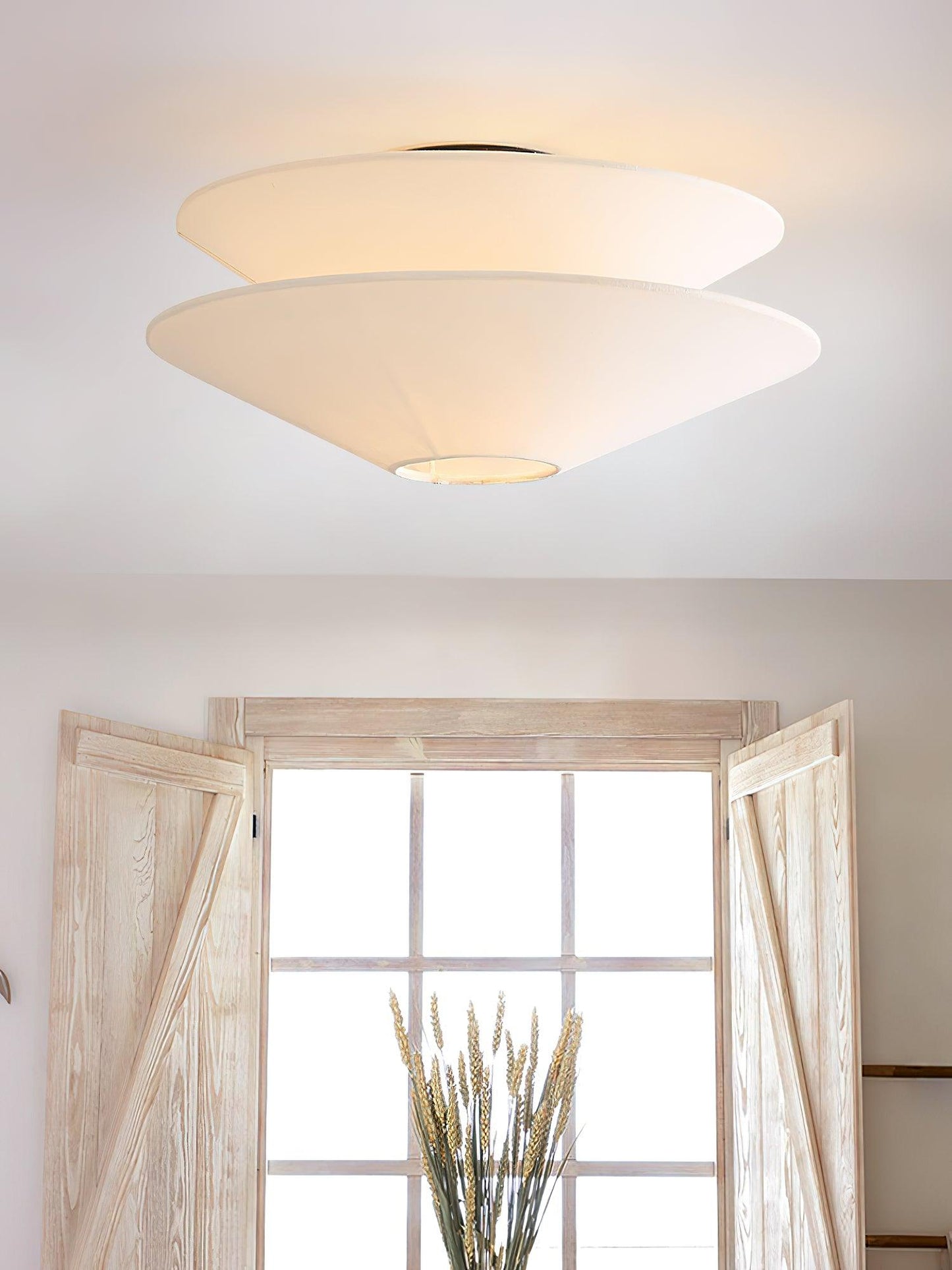 Gull Flushmount Ceiling Light | Metal & Fabric | White