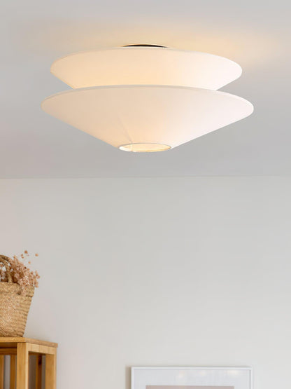 Gull Flushmount Ceiling Light | Metal & Fabric | White