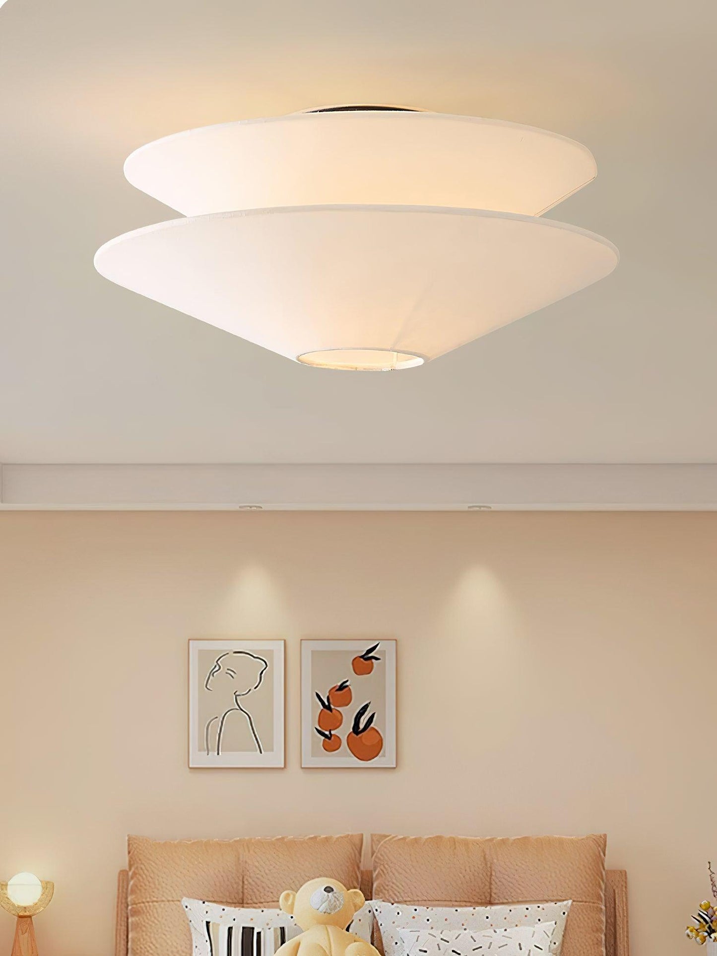 Gull Flushmount Ceiling Light | Metal & Fabric | White