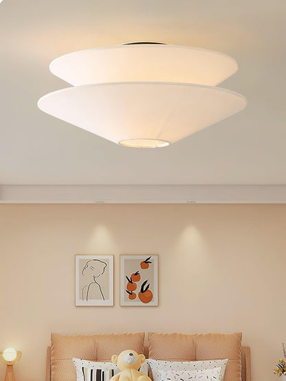 Gull Flushmount Ceiling Light | Metal & Fabric | White