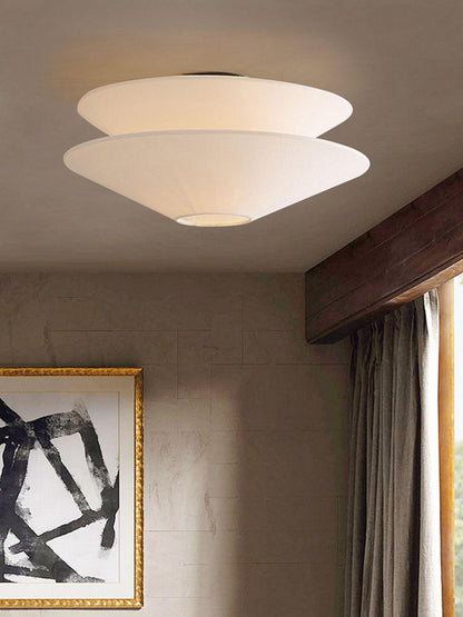 Gull Flushmount Ceiling Light | Metal & Fabric | White