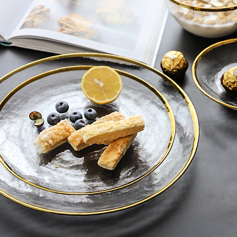 Speculo Dinnerware Set | Elegant Glass with Gold Inlay | 4-Piece Set