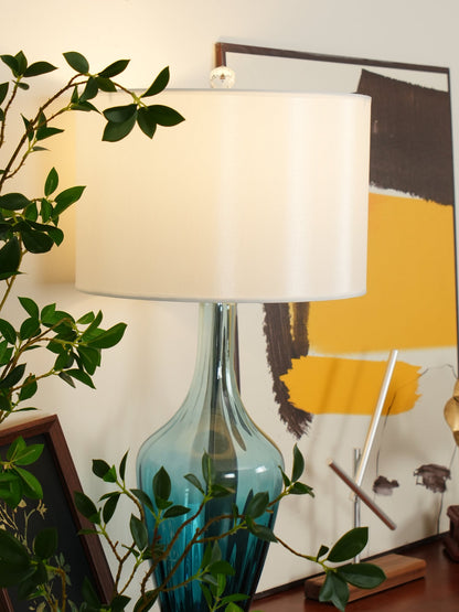 Hagano Table Lamp | Azure Blue Glass | Crystal Details