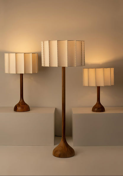 Hakka Table Lamp | Oak Base | Beige Shade | 30cm or 40cm Options
