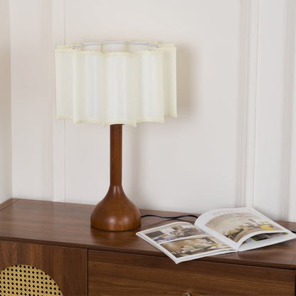 Hakka Table Lamp | Oak Base | Beige Shade | 30cm or 40cm Options