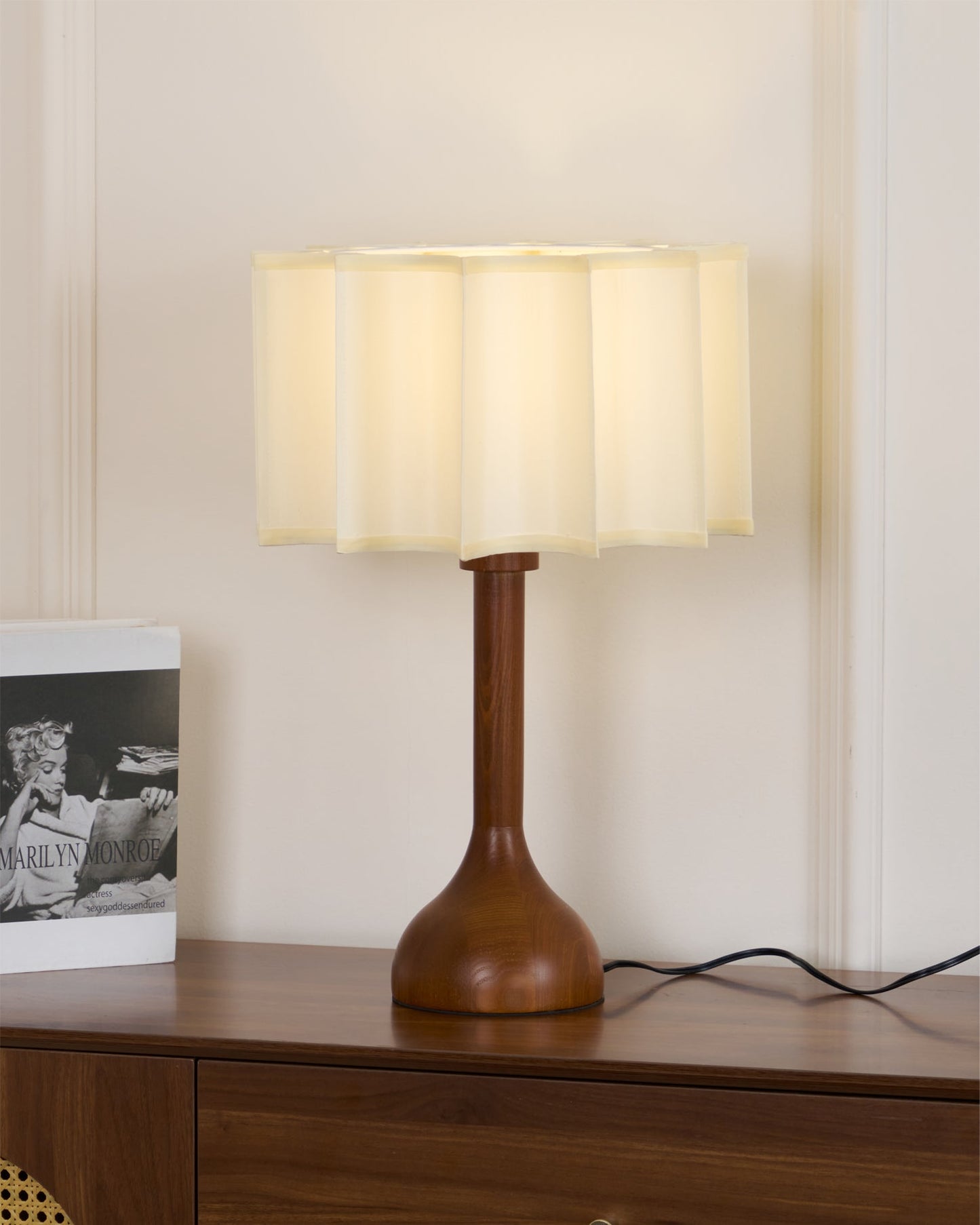Hakka Table Lamp | Oak Base | Beige Shade | 30cm or 40cm Options