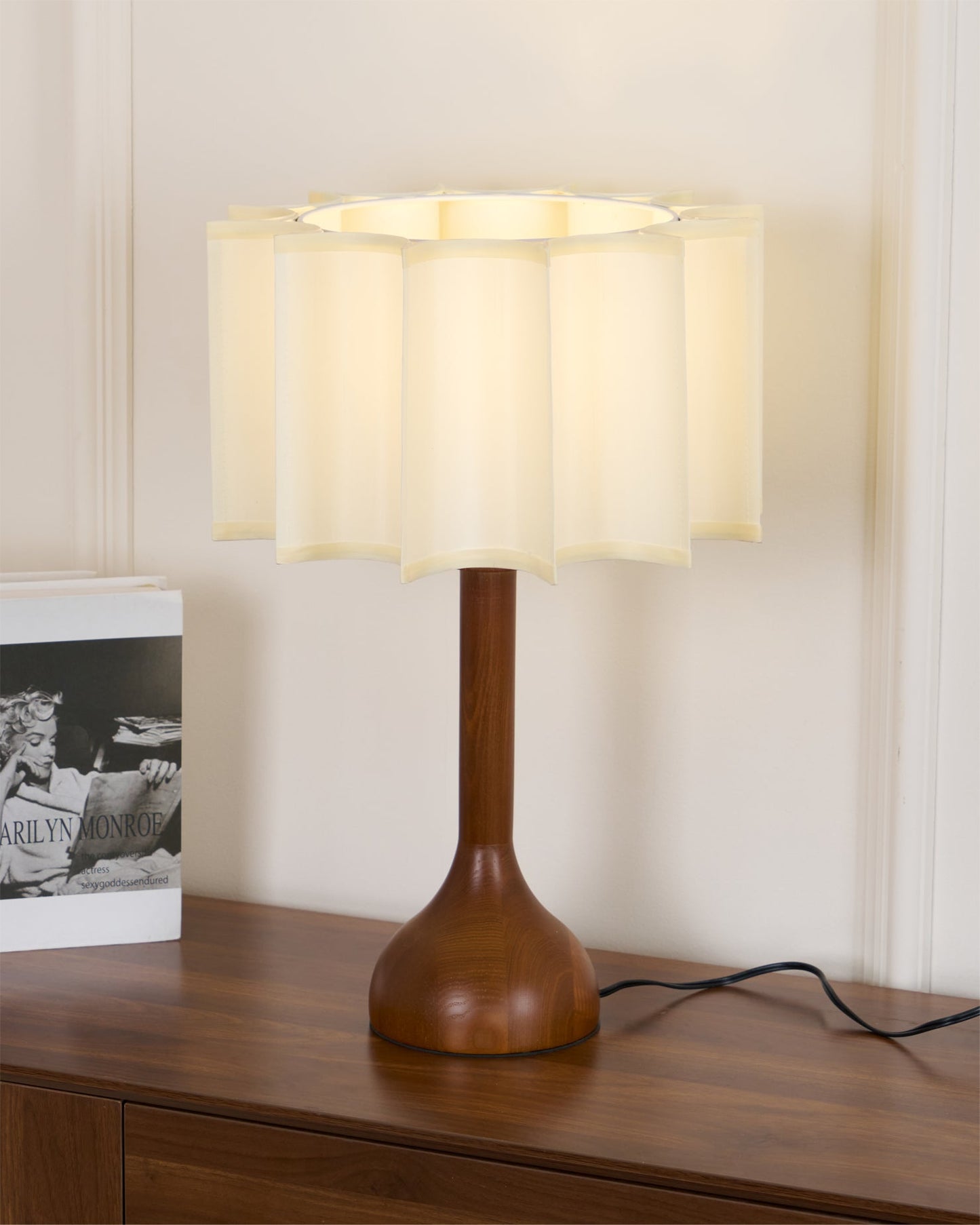 Hakka Table Lamp | Oak Base | Beige Shade | 30cm or 40cm Options